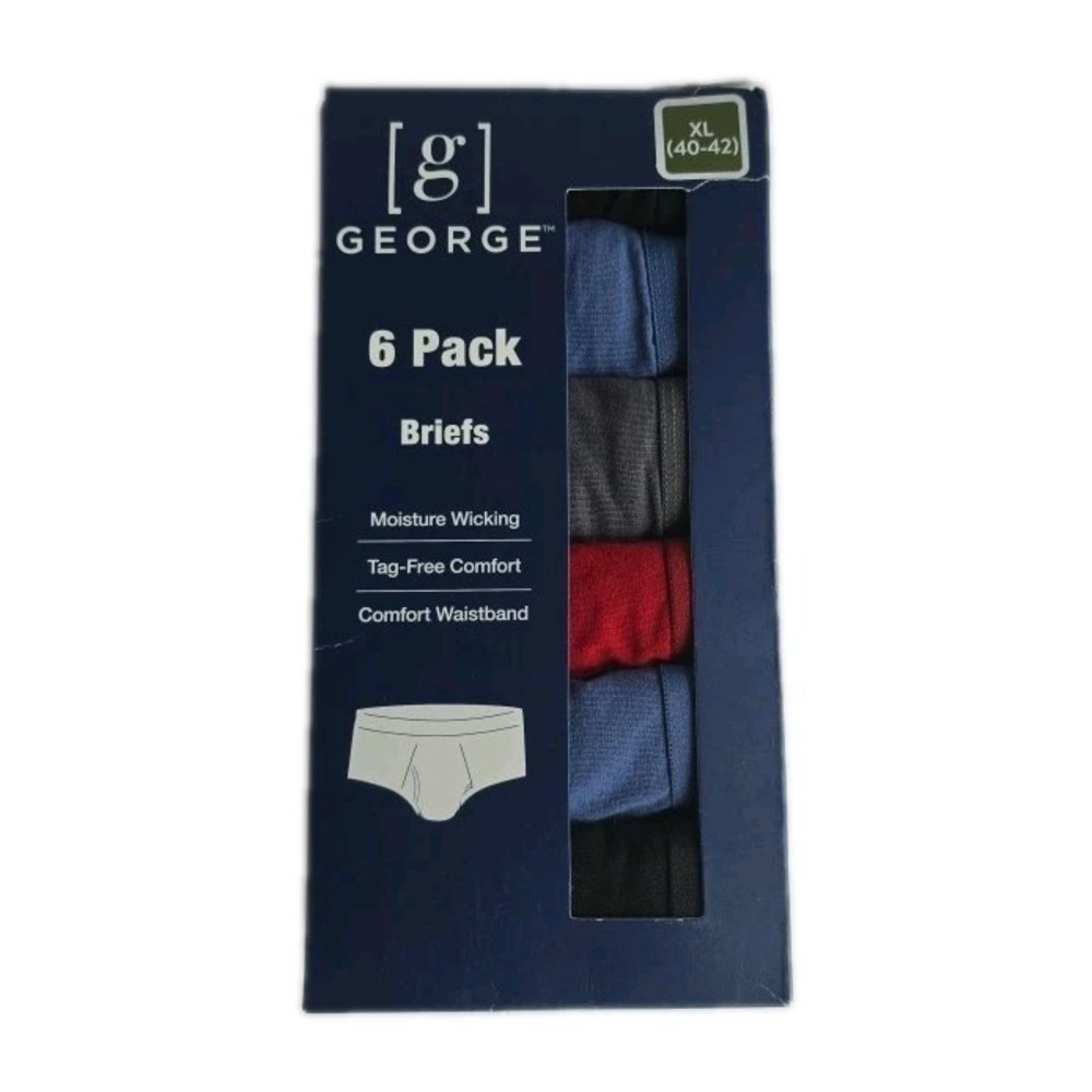 6-Pack GEORGE Men's Size XL (40-42) Briefs Moisture Wicking Underwear NEW